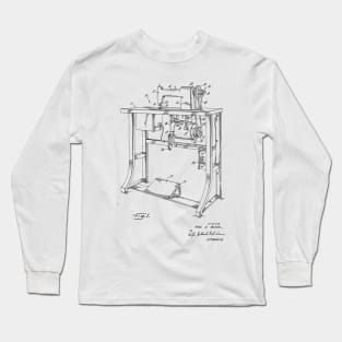 Power Transmission System for Sewing Machine Vintage Patent Hand Drawing Long Sleeve T-Shirt